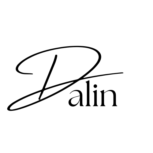 Das Wort Dalin in eleganter, schwarzer Kursiv- und Serifenschrift auf hellem Hintergrund.