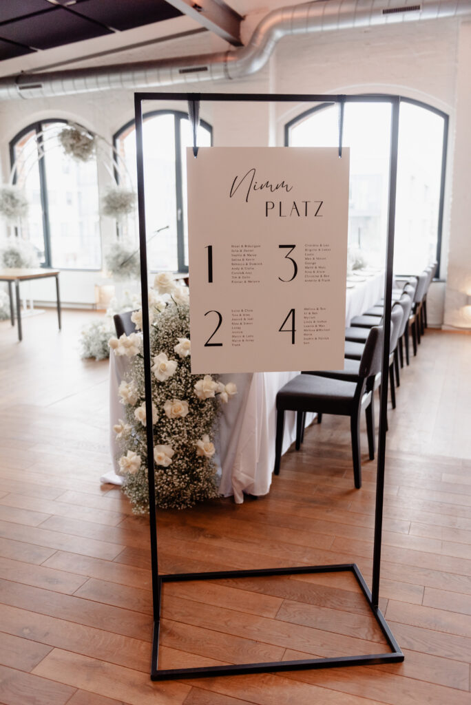 Ein Sitzplan für eine Hochzeit, QU4RTIER in Saarbrücken